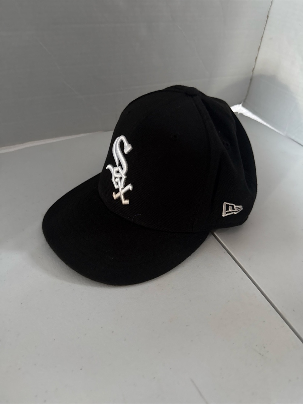 New Era Black Cap with White Sox Embroidered Logo size 7 1/2